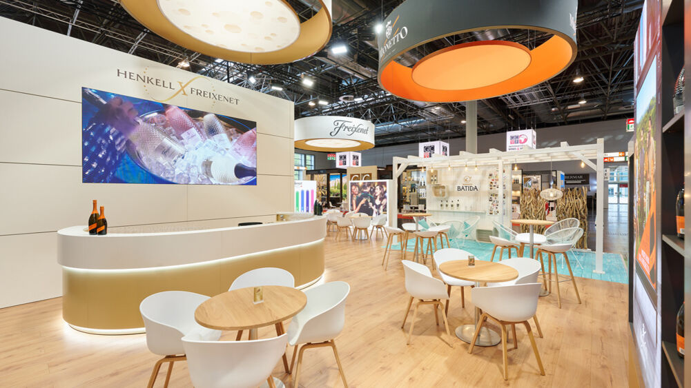 Messestand Henkell Freixenet, Messe Prowein, Düsseldorf, Isingermerz, Messedesign