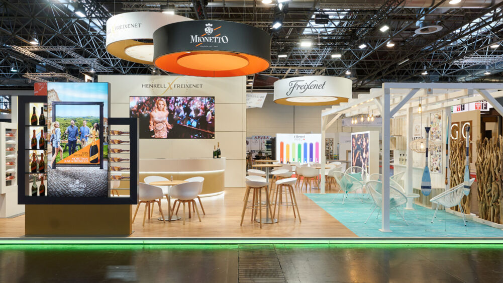 Messestand Henkell Freixenet, Messe Prowein, Düsseldorf, Isingermerz, Messebau