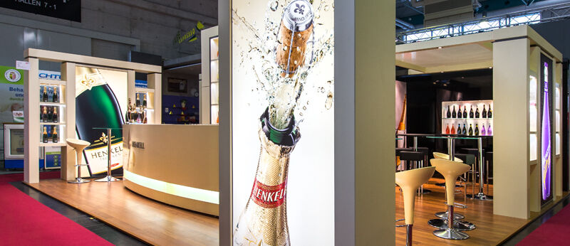 Messestand Henkell Sektkellerei, Messe Alles für den Gast, Salzburg, Messebau Isingermerz, LED Display