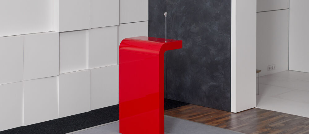 ISINGERMERZ, Wiesbaden, Werkstatt, Produktion, Rednerpult, Schreinerei