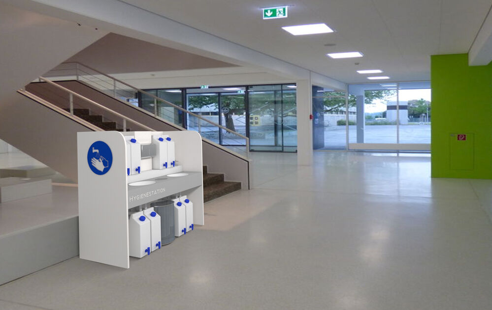 Mobile Handwaschbecken, Schulen, Klassenräume, Corona-Pandemie, Hygienestation, Isingermerz, Schreinerei, Möbelbau, Wiesbaden