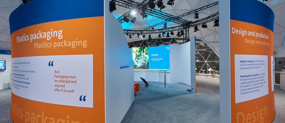 Messebau ISINGERMERZ, VDMA, Messe K, Nachhaltigkeit, Kreislaufwirtschaft, Messestand, Sonderbau