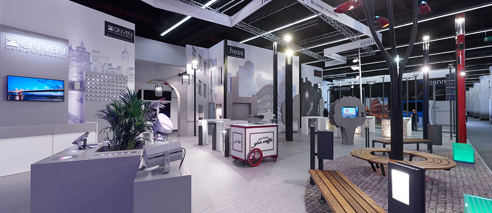 Messestand Hess, Messe Light + Building, Messebau ISINGERMERZ, Reno Elements, Messedesign