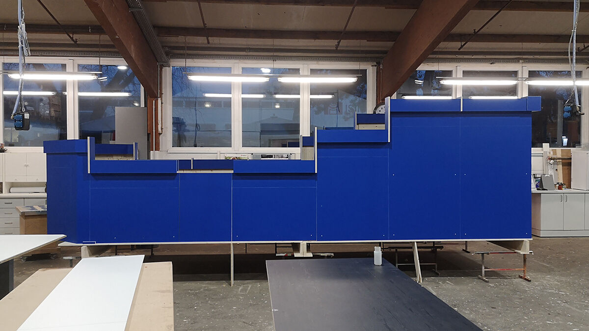 Produktion Fastnachtswagen, Carneval Club Wiesbaden, Schreinerei, Isingermerz