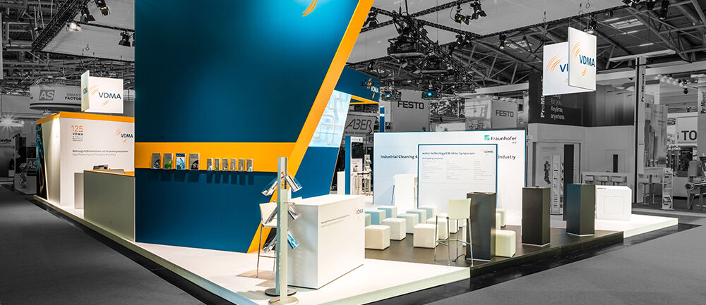 Messestand VDMA, Messe Drinktec, Wassermanagement, Messebau ISINGERMERZ, Getränketechnologie, Messedesign
