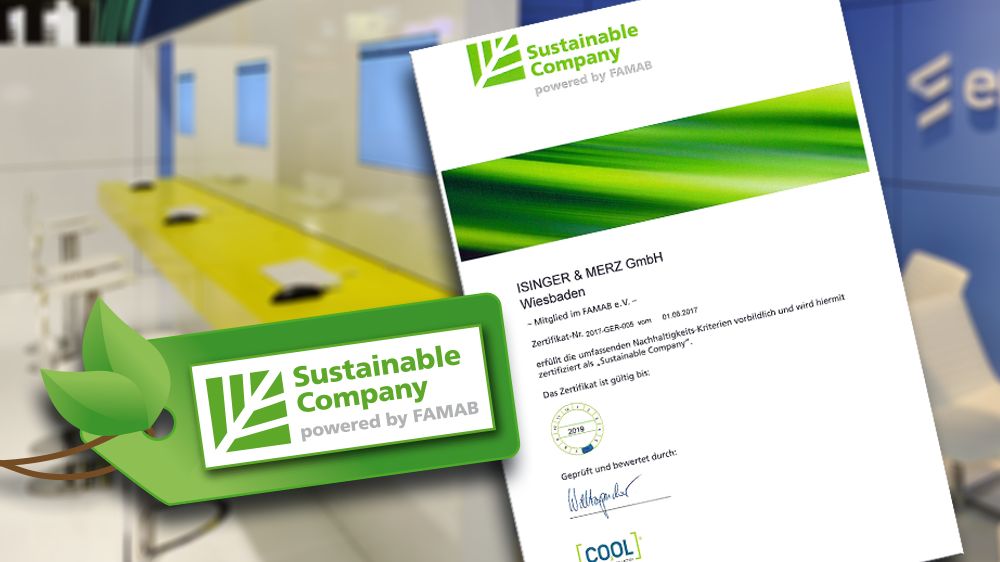 ISINGERMERZ, Messebau, Wiesbaden, Nachhaltigkeit, Sustainable Company, FAMAB, FWD, Zertifizierung