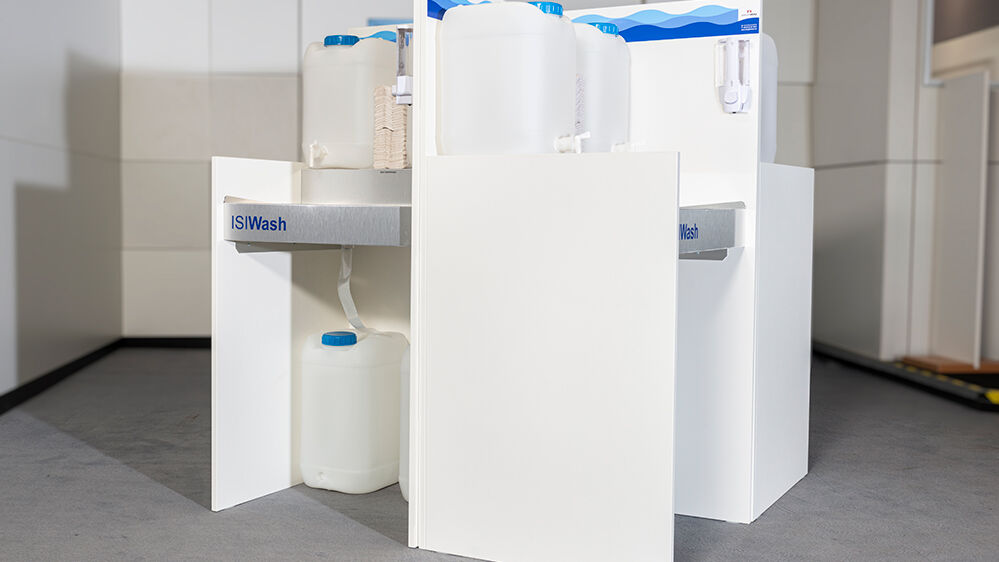 isiwash, mobile waschbecken, hygiene, waschbecken, hygienestation, schulen, corona, infektionsschutz, wiesbaden, isingermerz